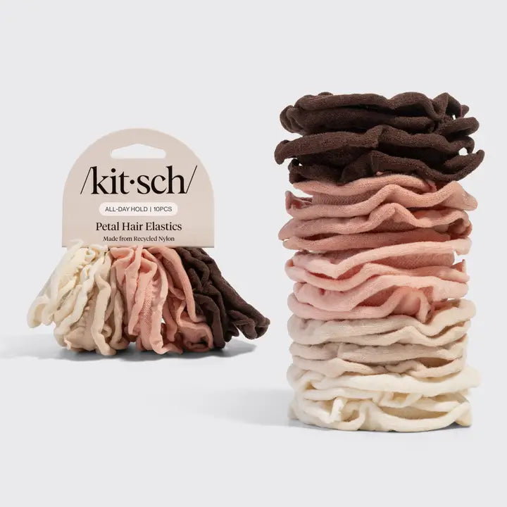 Recycled Fabric Petal Hair Elastics 10pc Set - Blush