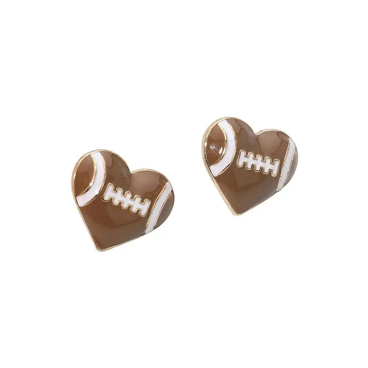 Heart Shape Football Stud Earrings