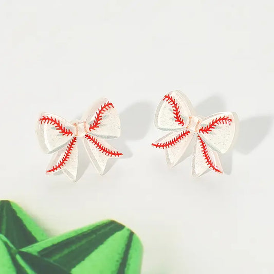 Resin Sports Bow Earrings