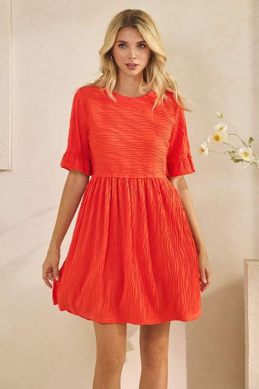 Texture Babydoll Mini Dress