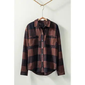 Relaxed Checkered Button-Up Western Boho Top