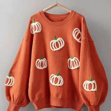 Pumpkin Patch Balloon Sleeve Sweater