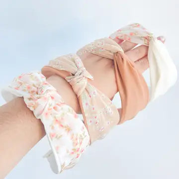Peach Floral Knot and twist headband