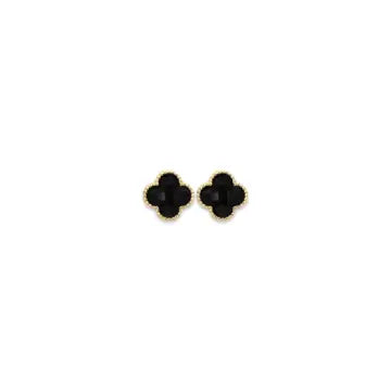 Black + Gold Quatrefoil Stud Earrings