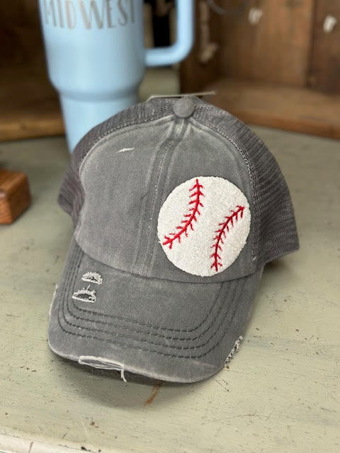 CC Ponytail hat w/baseball patch