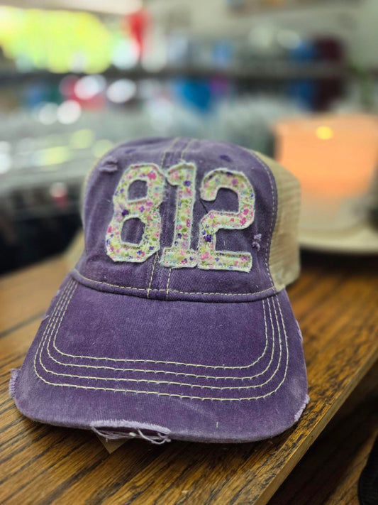 812 Hat Purple/Tan Mesh/Floral